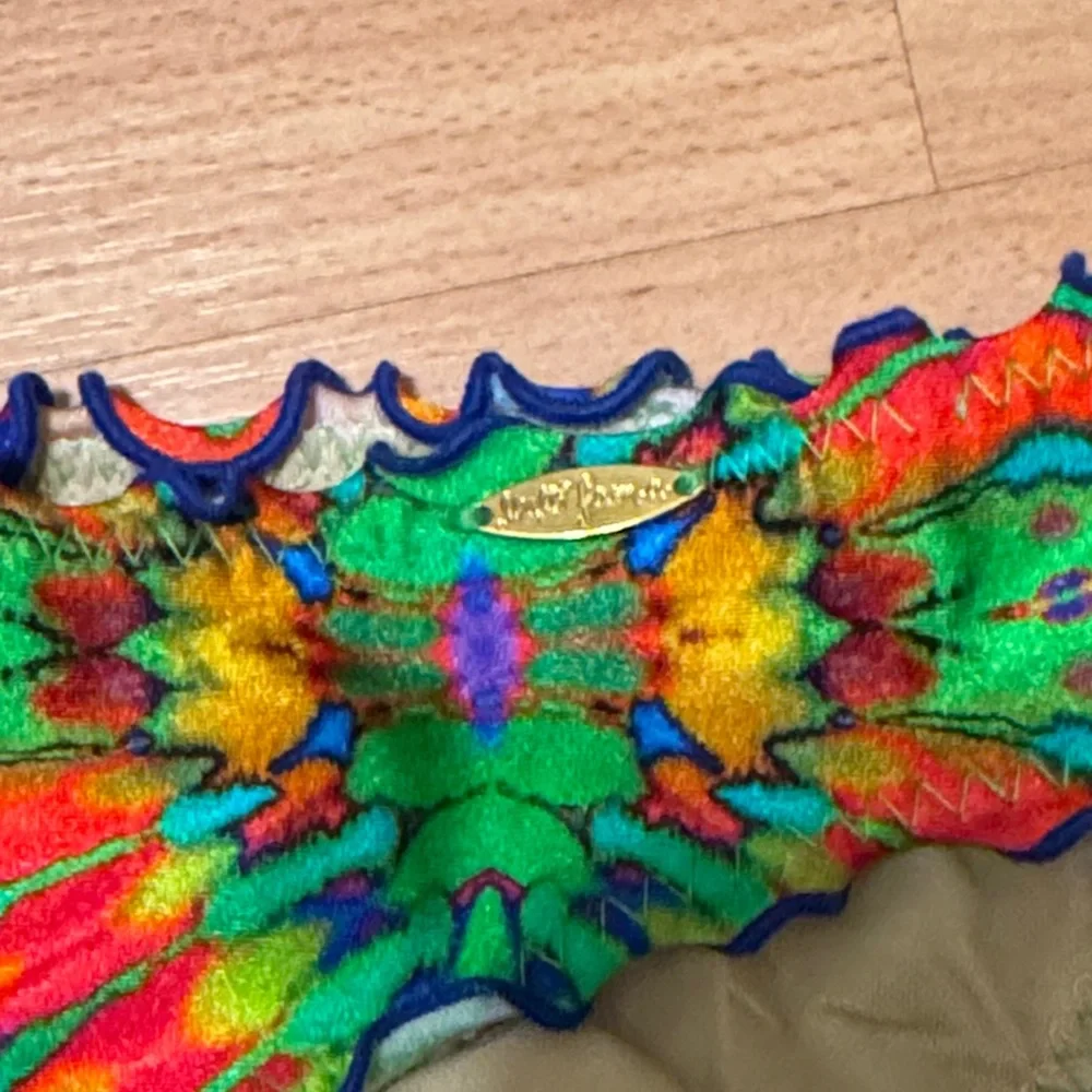 Luli Fama Multicolor Floral Tie-Back Bikini - Green, Red, Blue, Orange, Yellow - Picture 3 of 3